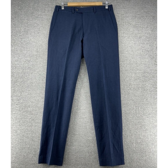 Taylor Stitch Dress Pants Men Size 30x32 Blue Virgin Wool Linen Blend
